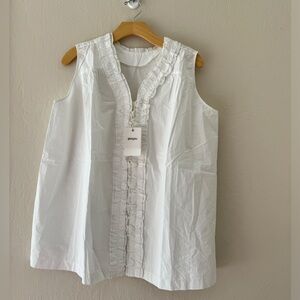 White Sleeveless Ruffle Top